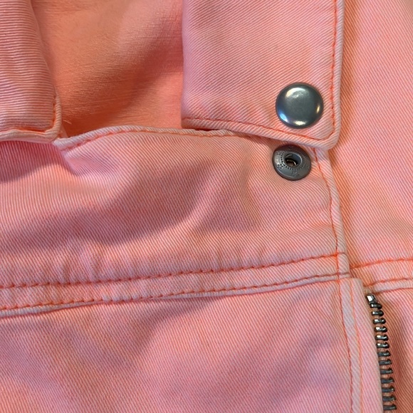 Topshop Moto Cropped Jacket Size 4 Tangerine Peach Fuzz - Picture 7 of 13